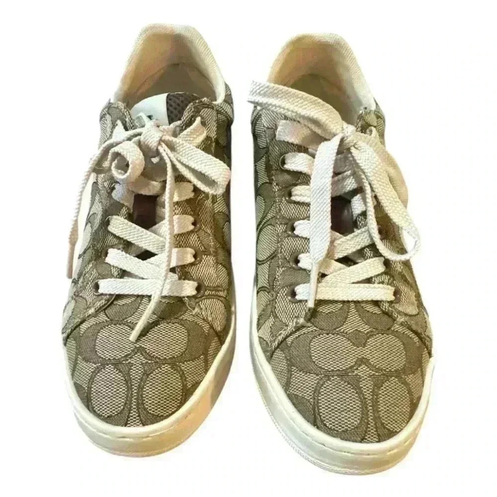 COACH Clip Skateboard Shoes Women's Low-Top Khaki